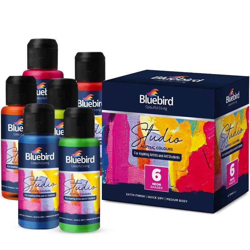 Studio Acrylic Colours - 100 ml - Set of 6 Neon Shades