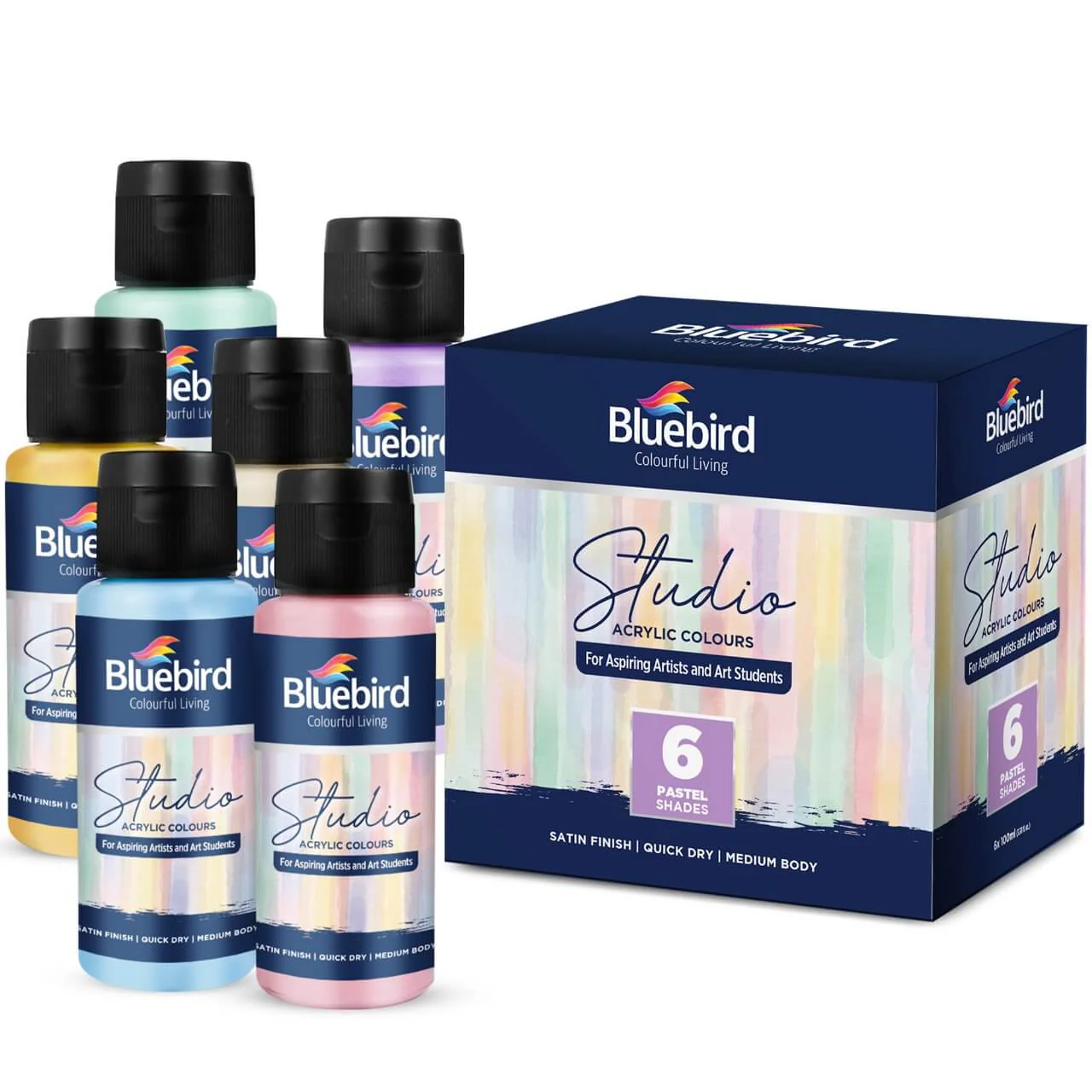 Studio Acrylic Colours - 100 ml - Set of 6 Pastel Shades