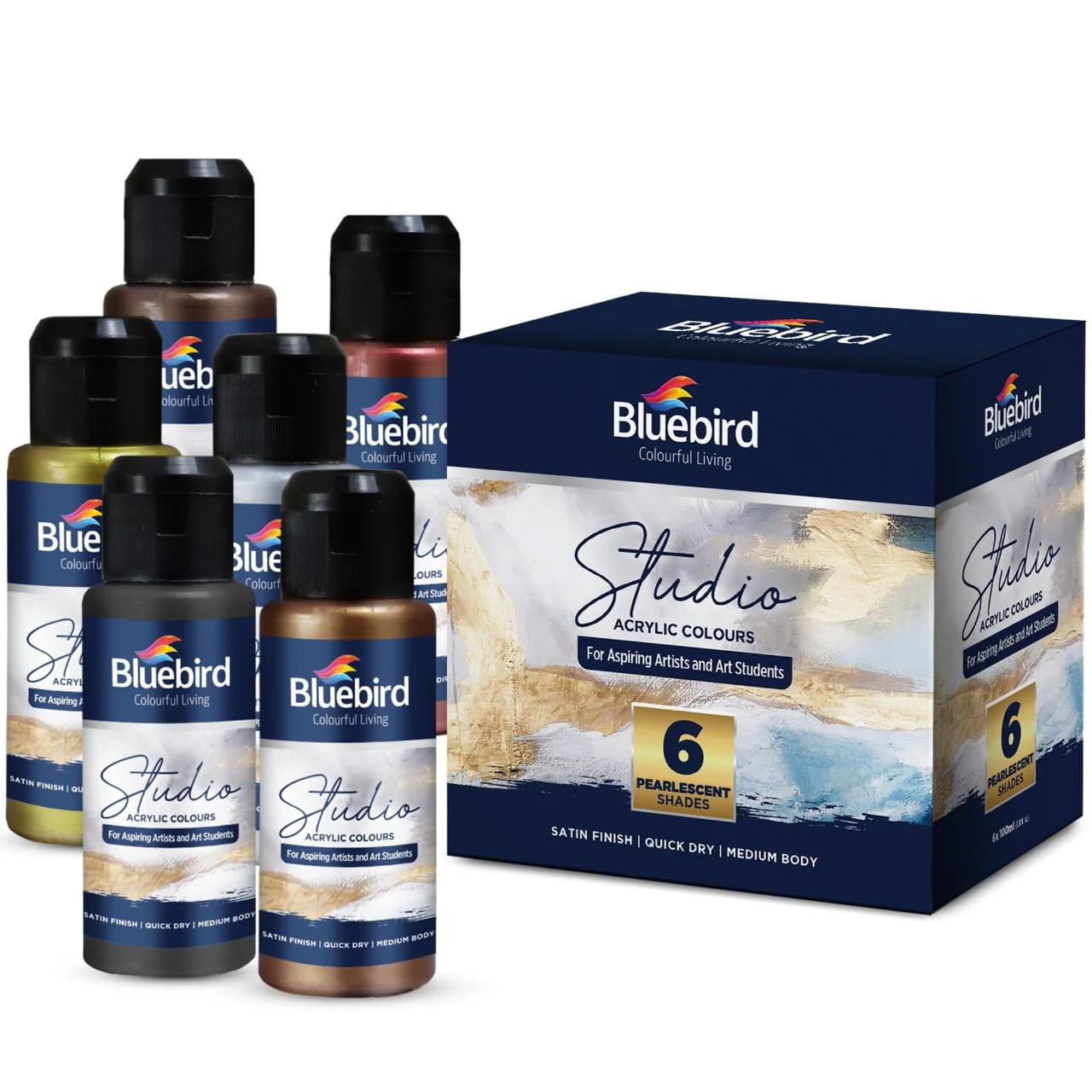 Studio Acrylic Colours - 100 ml - Set of 6 Pearlescent Shades