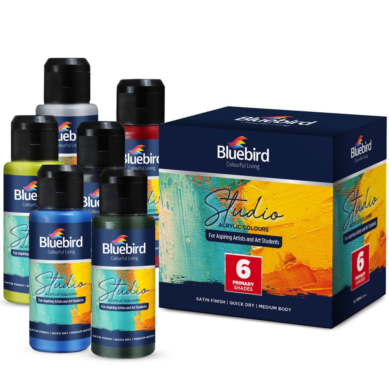 Studio Acrylic Colours - 100 ml - Set of 6 Primary Shades