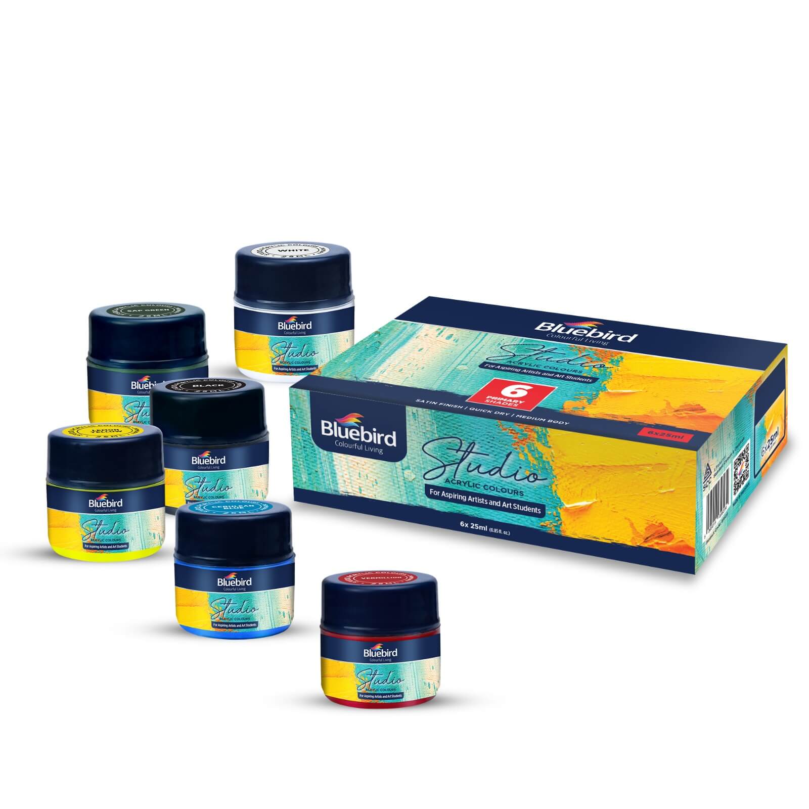 Studio Acrylic Colours - 25 ml - Set of 6 Primary Shades